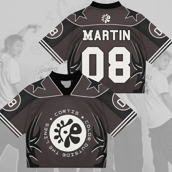 CORTIS Crop Top Mixed Mesh Baseball Shirt Color Outside The Lines Concert Style Jersey, CORTIS Color Outside The Lines Graphic Baseball Jersey Sporty Casual Shirt