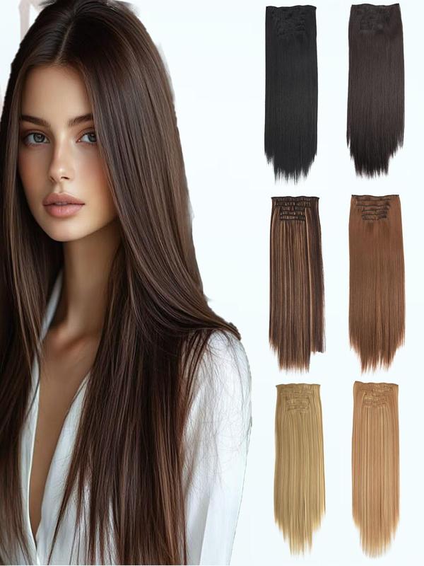 24 Inch Long Straight Clip-in Hair Extensions, Synthetic Wiglets ...