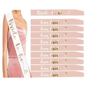 Wedding Decor Team Bride To Be Satin Sash Bridal Shower Veil Bridesmaid Gift Bachelorette Party Hen Night Decorations Supplies