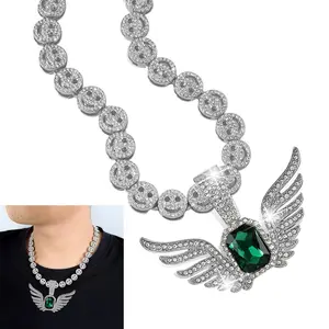 Angel Wing Pendant with Smiley Face Necklace Sliver Gold Plated Preppy Neckalce Smiley Choker Cute Jewelry and Significant Angel Wing Pendant Ideal Jewelry Gift  for Lovers Men Women Party Prom