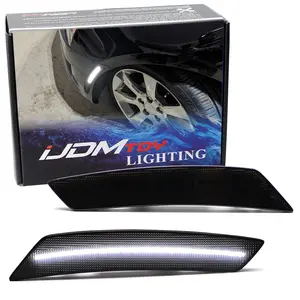 iJDMTOY Black-Out Smoked Lens 36-SMD White Full LED Front Bumper Side Marker Light Kit For Chevrolet 2022-2024 Equinox