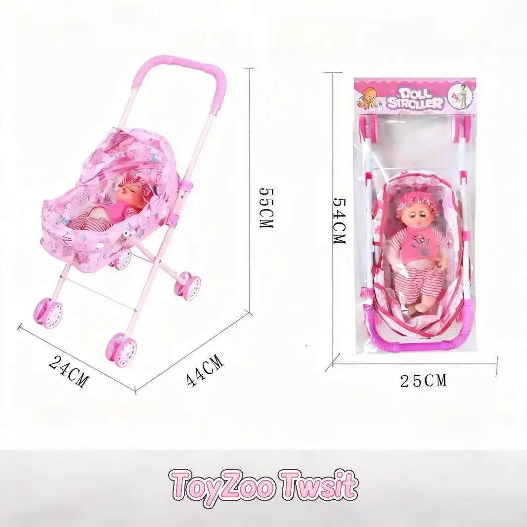 2026 New Arrival Realistic Baby Stroller Toy for Kids - Includes Free Blinking Doll, Washable Oxford Cloth, Flexible Joint Rotation, Perfect for Role-Play