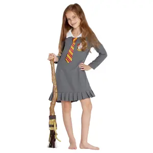 Harry Potter Pajama Girls Hermione Gryffindor With Tie Fleece Nightgown