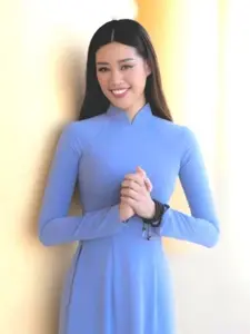 Ao dai tron xanh lam (French Blue) square neckline - Vietnamese Traditional Ao Dai for Women solid color with same color pants -ready to ship