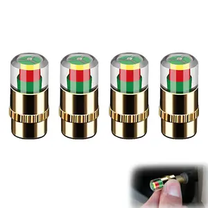Tire Pressure Monitoring Valve Caps, Simple Style, 3-Color Alert & Pressure Monitoring, Suitable for Vehicle Tires, Essential Car Accessory