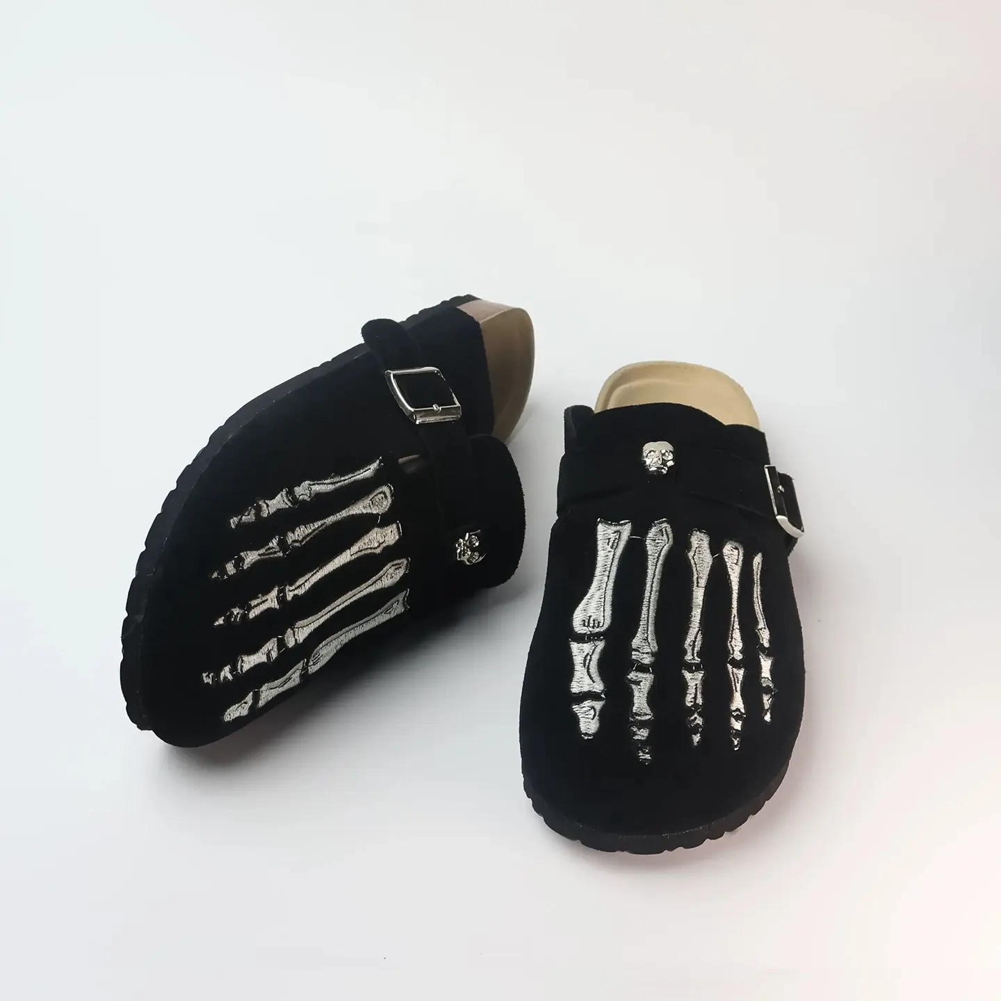 Skeleton Mule Slides - Gothic Punk Slip-On Shoes | Edgy Daily Style,father'sdaygifts
