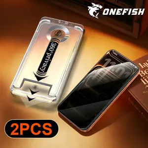 One Fish[2PCS] 360° Privacy [4 sides Privacy] Screen Protector [UP, DOWN, LEFT, RIGHT] Anti-Spy, Tempered Glass, Full Protection.