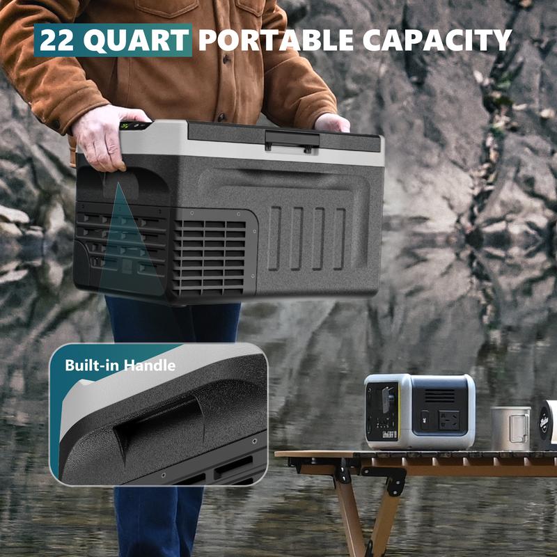 EUHOMY 12 Volt Refrigerator, 12V Car Fridge 22QT(21L) Portable Freezer(-4℉~68℉), Compressor Electric Cooler with 12/24V DC & 110-240V AC, Compressor Electric Cooler for Camping, Travel, Truck- Supports Multiple Models for Versatile Compatibility