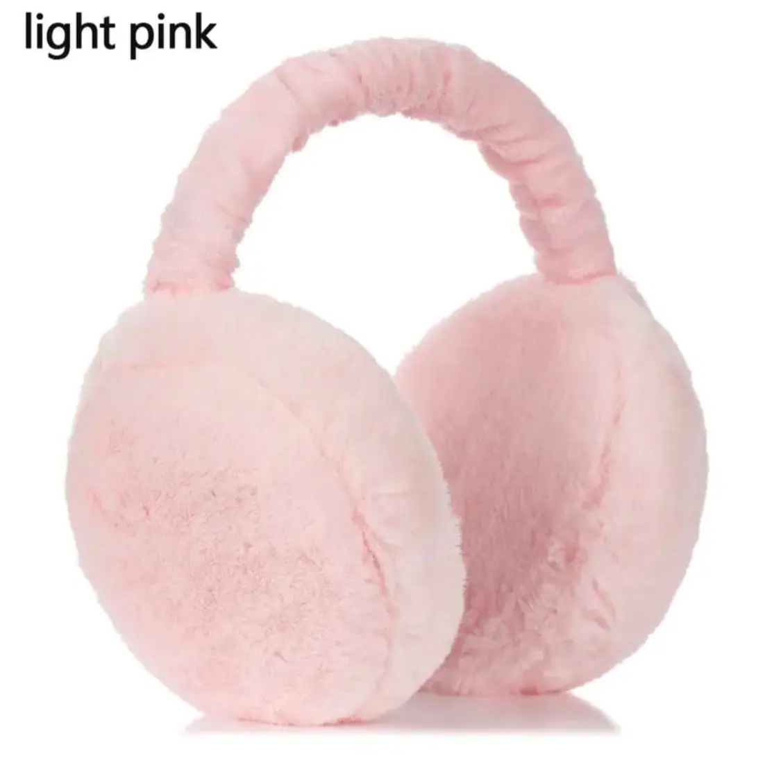 Light Pink Ultra Soft Plush Earmuffs Warm Foldable Comfortable Coldproof Ear Warmers for Winter Outdoor Activities Unisex Design for Men and Women