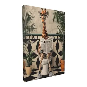 Giraffe Funny Poster Canvas Wall Art, Animals Decor, Quirky Wall Decor, Giraffe Humor Artwork for Animal Lovers, Funny Gift Idea for Home
