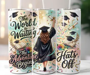 The Adventure Begins Graduation The World Is Waiting Stainless Steel 20 oz. Tumbler - Perfect Graduate Gift for Graduation - Drinkware, Graduation Cup, Graduate Gift