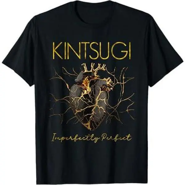 Kintsugi Pottery Golden Heart Japanese Art repair Pottery T-Shirt