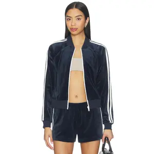 Splits59 Heritage Velour Bomber Jacket in Indigo & White