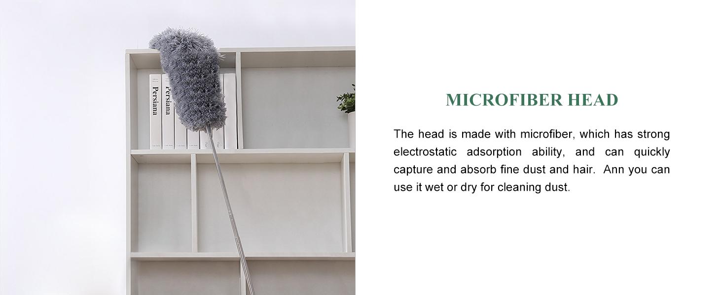 [New Deal] Extra-Long Dusters with Extension Pole 100-inch for Cleaning, Bendable Microfiber Head Washable Ceiling Fan Duster for High Ceilings