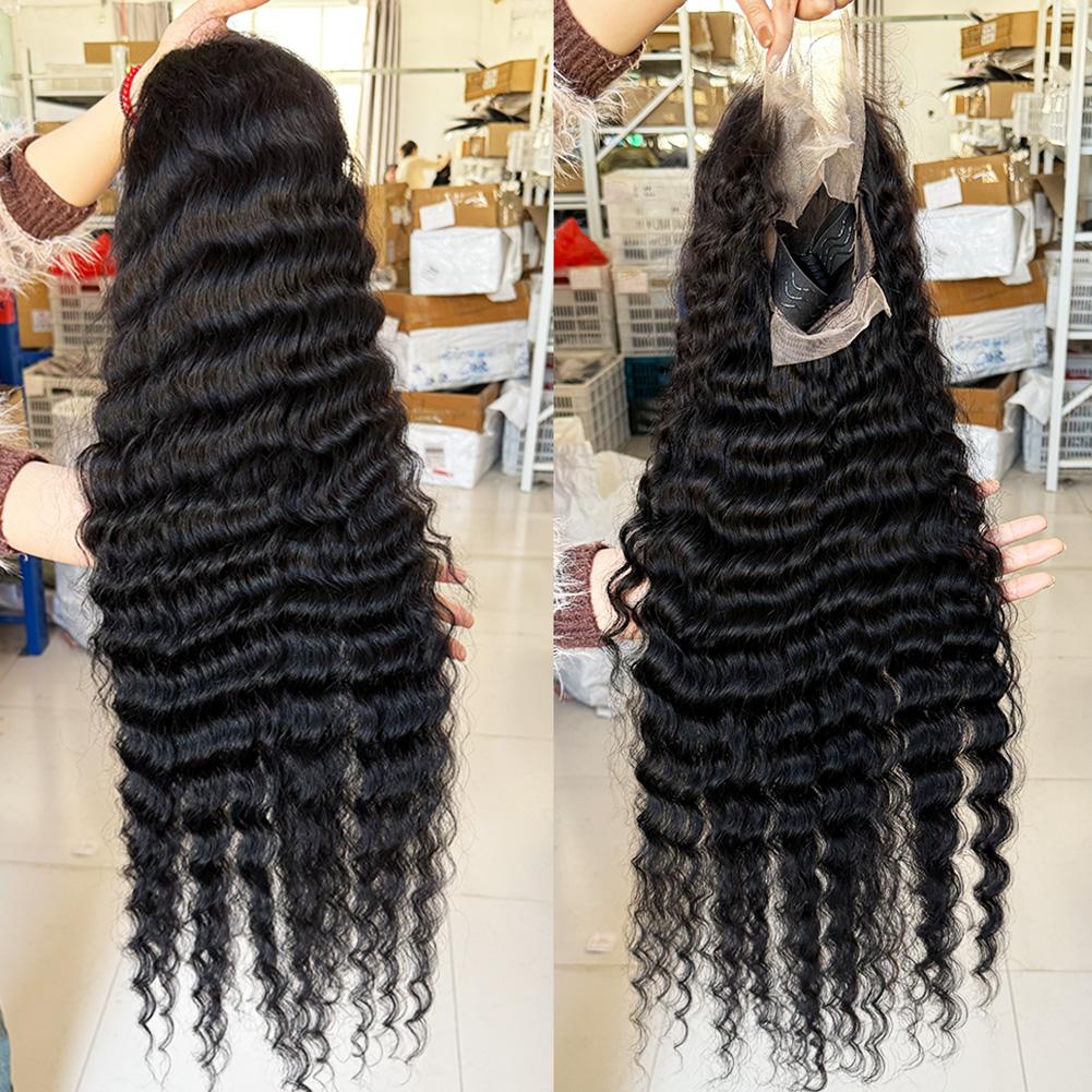 Kinky Curly 13x4 Lace Front Wigs Human Hair 13x6 HD Transparent Deep Wave Lace Front Wigs for Women 180% Density Curly Lace Front Wig Pre Plcked Deep Wave Wigs with Baby Hair