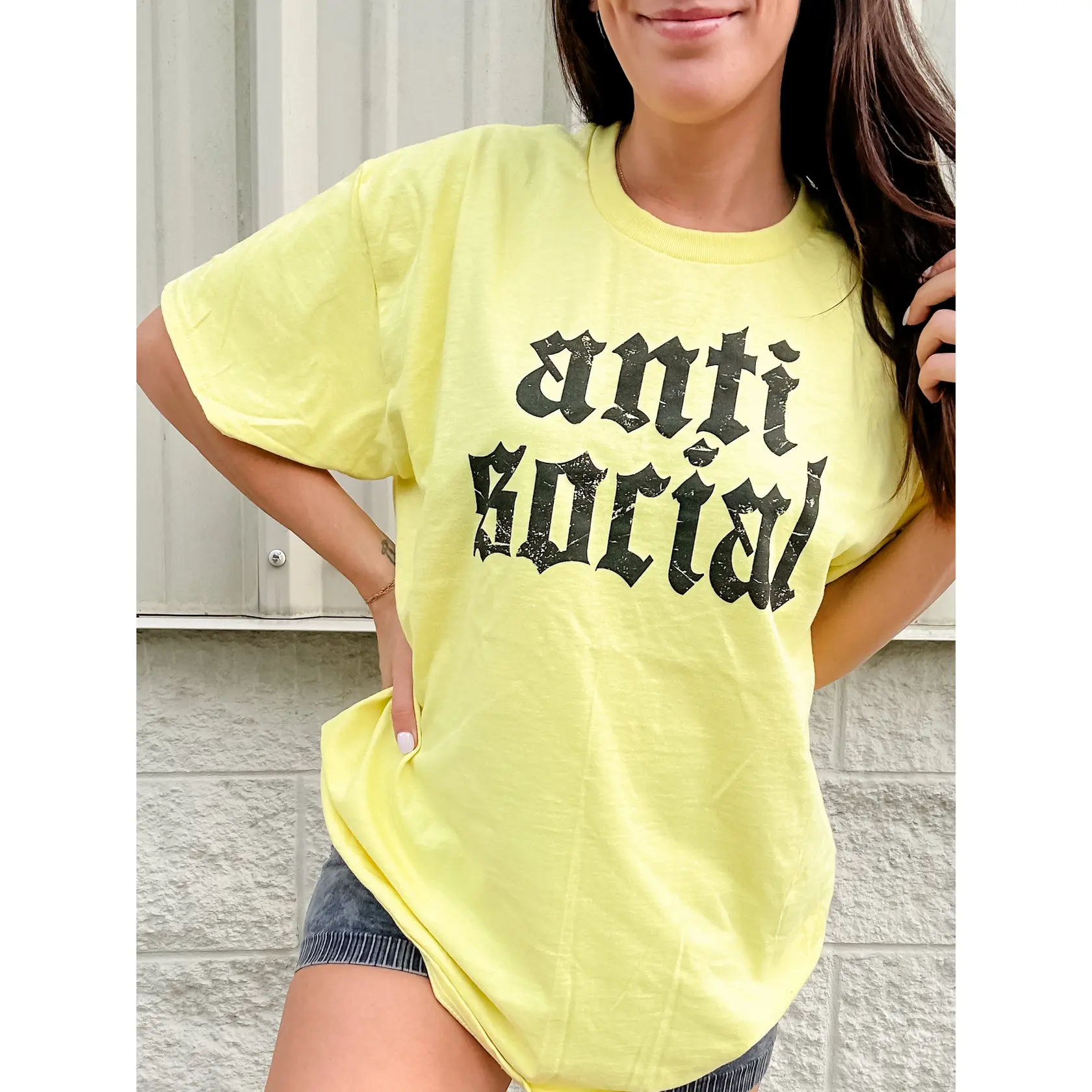Trendy Anti Social Graphic Tee