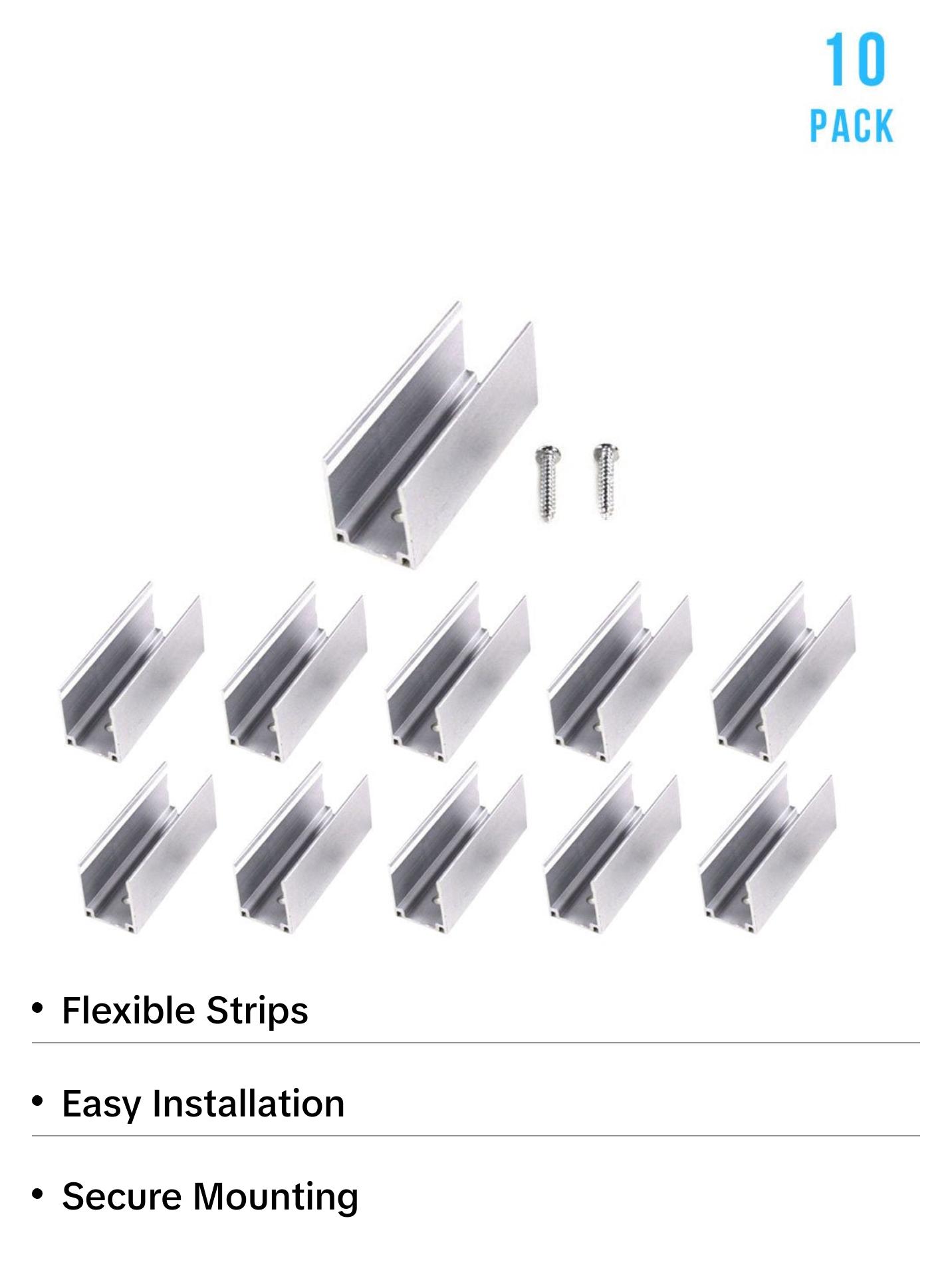 5CM Aluminum Clips For Flexible Neon Rope Light - 10-Pack