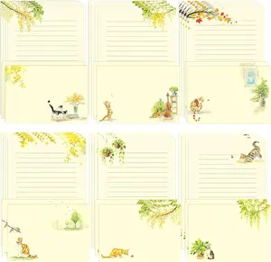 36PCS Cat Theme Stationery Set 5.5 x 8.3 Inches Warm Yellow Healing Style Letter Writing Paper with Cute Kitty Illustrations and Envelopes for Letters, Invitations, Holiday Greetings, Party Notes and Gifts