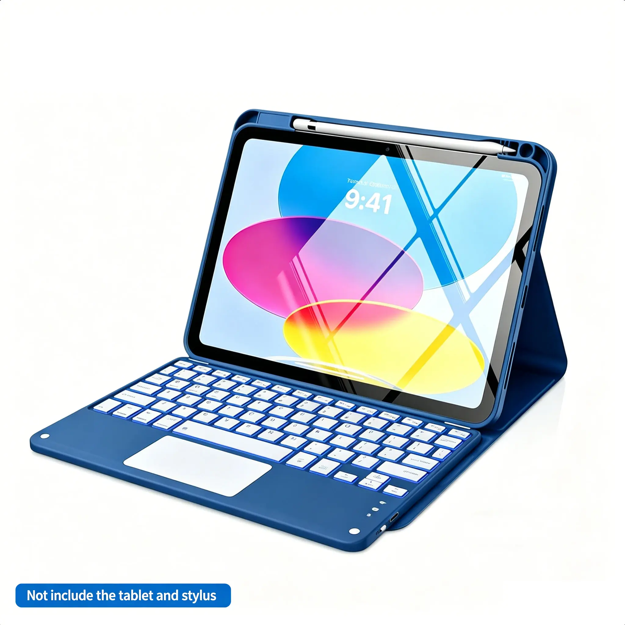 Adjustable Detachable Wireless Magnetic Rechargeable Keyboard Case with 7-Color Backlit Trackpad, Pencil Holder for iPad (A16) 11th Gen 11-in 2025, 10th Gen 10.9-in, Navy Blue - Android & Tablet Accessories (Tablet Not Included), Device, Work, Windows, Ba