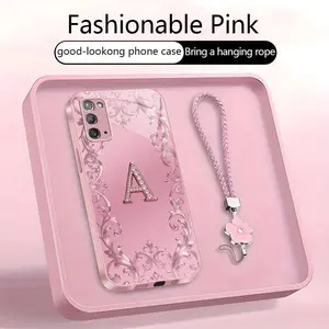 Suitable for [Galaxy Note20] high-end women's phone case🥰，free four-leaf clover lanyard included—choose any one of the 26 letters. Drop-resistant and fingerprint-proof. YM99