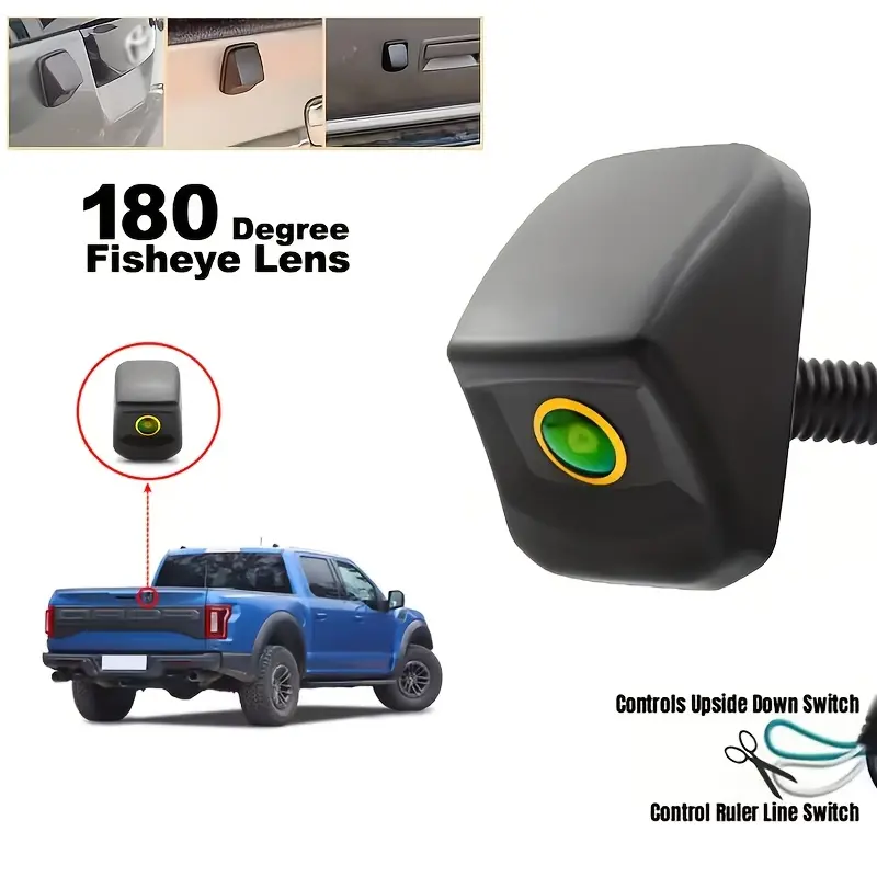 Backup Camera for 4X4 Pickup Trucks Featuring a Fisheye Lens And Adjustable Guidelines - 170° CCD Wide-Angle, Color Night Vision Suitable for Toyota Hilux, for GMC, for Ford F150 Pickups, And More