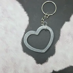 White Acrylic heart Keychain