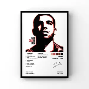 [ MUSIC POSTER UNFRAMED - SALE UP TO 45% ] Drake Thank Me Later Album Cover Poster, Classic Rap Wall Art, Music Room Decor Gift
