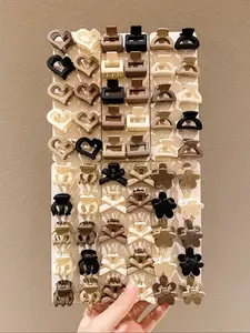 Girls' Colorful Simple Small Hair Clips, Claw Clips, Set of 10/20 Pieces, Plain Design, Casual Style, All Season Accessory