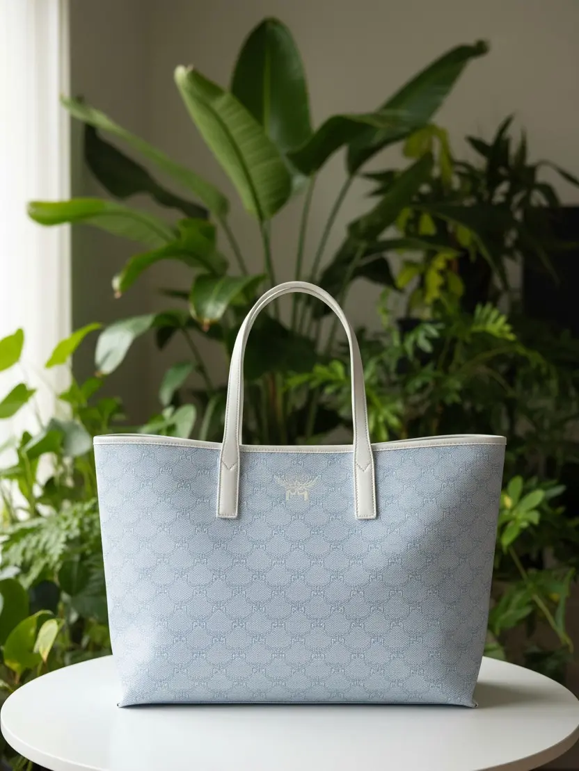 Pre-owned MCM Leather Tote Bags Blue Reversible Lauretos Shopper Tote New