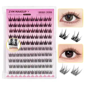 Easy-To-Wear No-Glue False Eyelashes for Beginners, 60 Clusters, 10mm-13mm Length, D-Curl for Natural to Glamorous Lookc