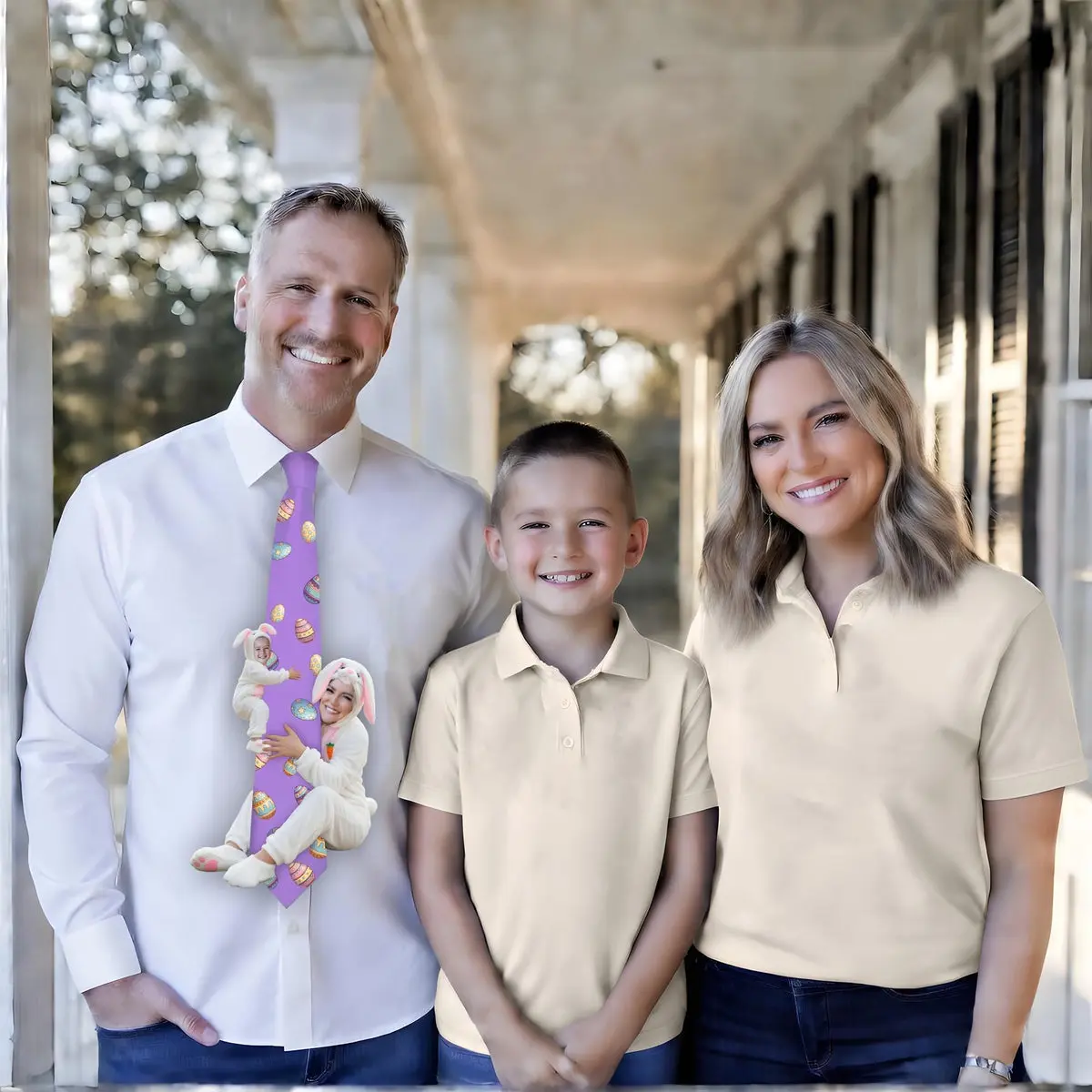 Custom Photo Tie for Dad, Funny Kids Photo Necktie, Personalized Bunny Easter Tie, Custom Face Tie, Father's Day Gift