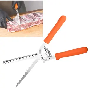 Rib Membrane Removal Tool, Thick Stainless Rib Prep Tool Membrane Remover, Effortless BBQ Rib Prep, Pork,Lamb,Beef Rib Skinner, and Meat Preparation, BBQ Set Enthusiasts (Orange)