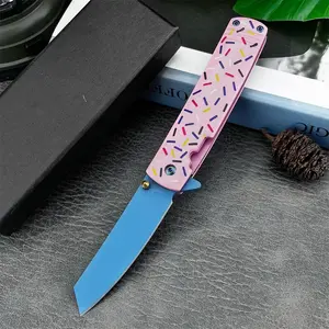 Portable Donut Pocket Folding Knife 440C Blade Aluminum Handle Outdoor Hiking Knives Camping Fishing Multi-function Tools