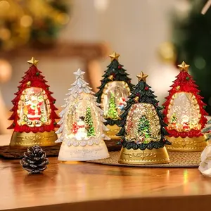 Light-Up Christmas Tree Snow Globe – LED Santa Glitter Lamp, Holiday Night Light & Xmas Home Decor
