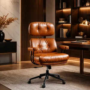 ovios Ergonomic Office Chair - Adjustable Ergonomic Seat High-Back Faux Suede Leather Executive Chair with Thick Cushion, 360-Degree Swivel Rolling Flexible Durability Computer Armchair (Brown), Adjustable Desk Chair