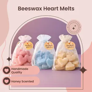 Beeswax Gender Reveal Candle Melts – Pink, Blue or Neutral Heart Baby Shower Favors – Handmade Honey Wax Melts