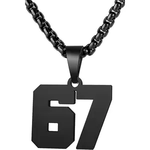 Number Necklace for Men Athletes Number Chain Stainless Steel Jersey Pendant Personalized Sports Jewelry Gift for Men Basketball Baseball Football