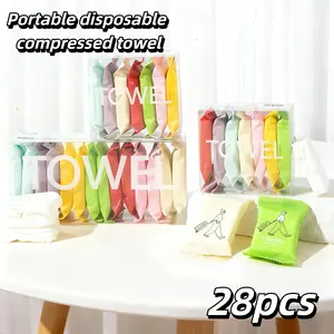 28 disposable portable compressed towels, suitable for camping, traveling, hotels, gyms, disposable compressed face towels, portable face towels