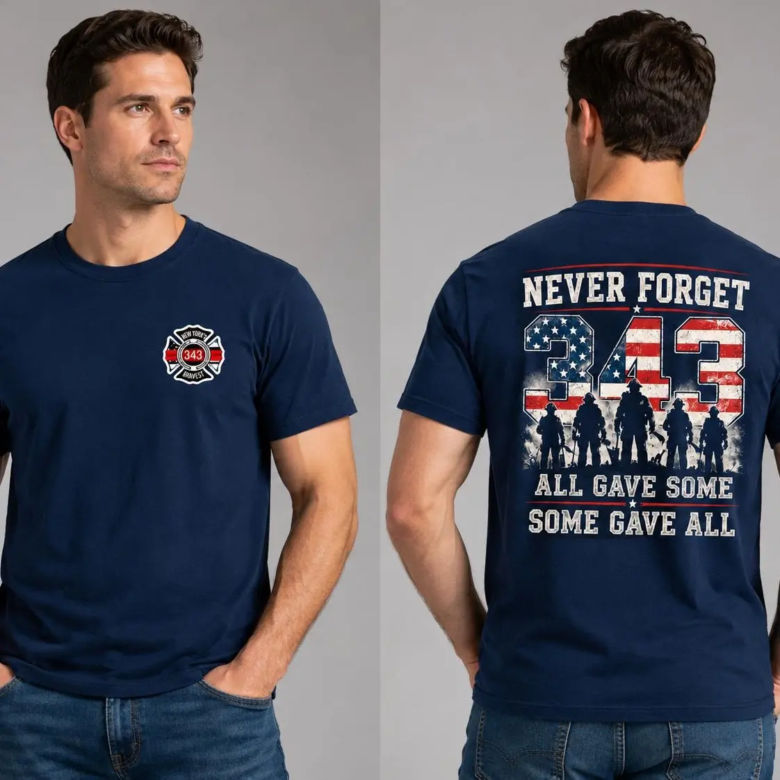 Never Forget 343 Firefighter T Shirt, 25th Anniversary Gift For Heroes Families And Supporters Design, FDNY Tribute Gift, Patriot Shirt, Unisex Cotton Tee, Gift Idea Fan Men Top
