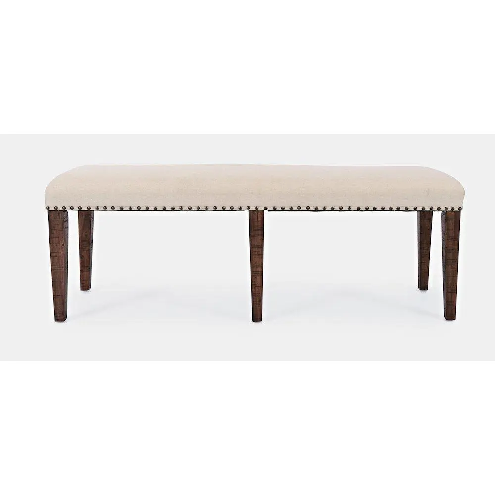 Jofran Fairview Backless Upholstered Dining Bench, 52" Transitional Design, Distressed Frame, Farmhouse Shabby Chic Indoor Furniture for Everyday Meals