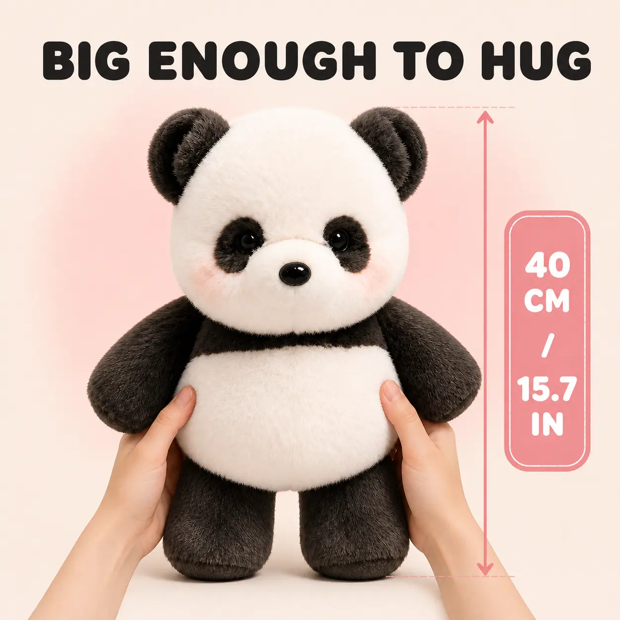 Adorable Cartoon Panda Plushie, 15.7in (40cm) Cotton-Polyester Soft Stuffed Animal, Huggable Doll for Bedroom Decor & Birthday Gifts, No