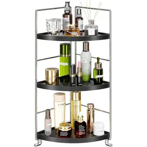 3 Tier Bathroom Corner Organizer Countertop, Vanity Counter Skincare Makeup Storage Shelf, Bathroom Sink Countertop Organizer