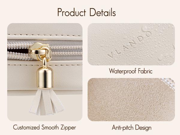 VLANDO Women's Classic Double Sunglasses Organiser Case, Small PU Leather Lightweight Travel Zipper Pouch with Protective Soft Velvet Compartments, 2-Pair Glasses Storage for Everyday Carry, Car Use, Two-Pairs