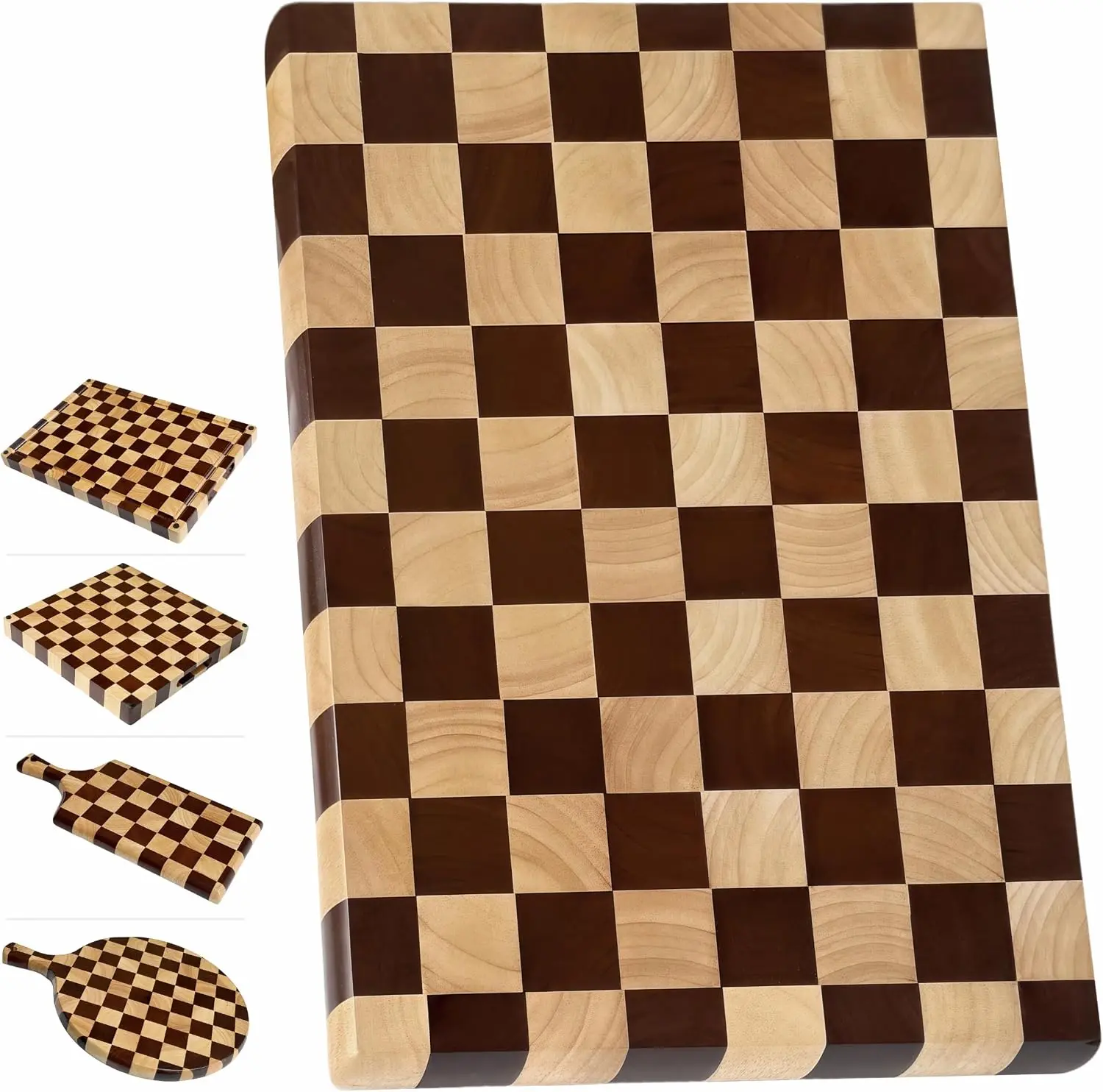 Checkered Cutting Board, 16"L x 11"W x 1"Th - Wooden Chopping, Cheese & Charcuterie Board in Wood, Block Serving Tray for Meat, Fruit, Bread & Vegetables | 16" x 11" x 1" Thick | & Wood | Cheese & Charcuterie Board | Meat, Bread, Fruit & Vegetable Prep