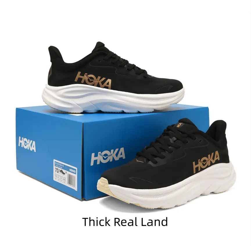 Classic black and white color matching thick cushion running shoes, fine mesh upper brings lasting breathability to prevent foot sweat during long-time exercise. Wave-shaped layered midsole provides soft shock absorption