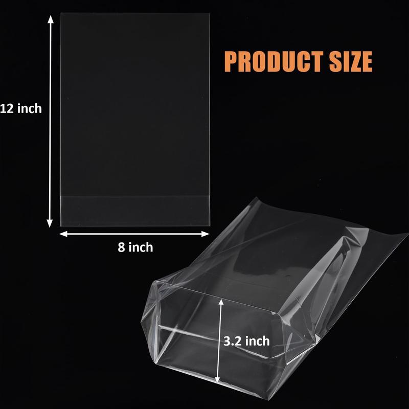 50 count Bottom Gusset Bags 8"x 12" Clear Cello Cellophane  Goodie Bags with  Twist Ties, Party Favor Packaging,  Mug Wrapping