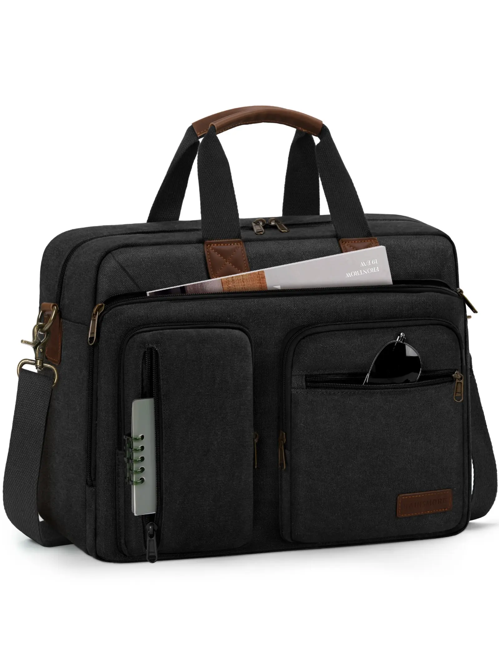 Men's Laptop Messenger Bag, Canvas Zip Briefcase, Waterproof Vintage Computer Backpack, Shoulder Bag for Work, University, Travel, Travel Essentials