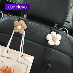 Car Seat Back Hook, Cute Flower Design Car Seat Decorative Back Hook, Multifunctional Seat Back Storage Hook, Universal Car Interior Accessories for Women, Car Items, Backseat Car Storage Organizers