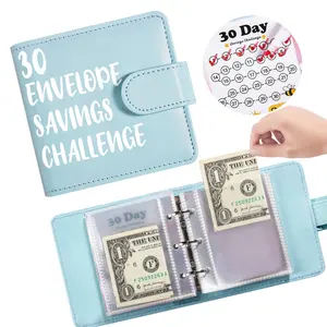 30envelopechallenge Savings Journal, Soft Durable Money Saving Diary, Transparent Cash Envelope & Tracker Pages, Mini A6 Size, Perfect Gift