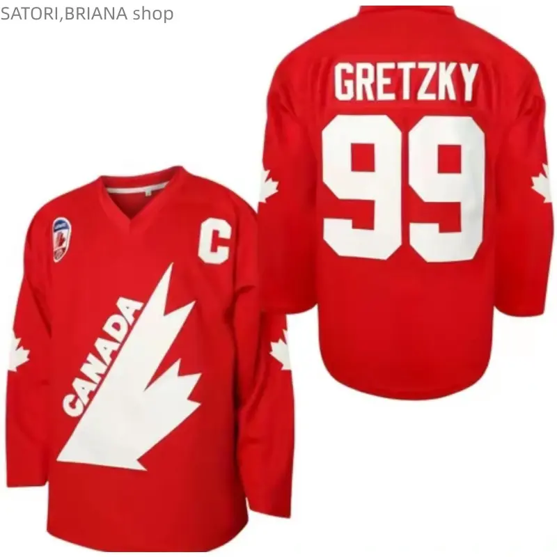 [FallFreshness] Men's CANADA #99Ice Hockey Jersey, Classic Embroidered RetroBreathable -neck Long Sleeve Sweatshirt,